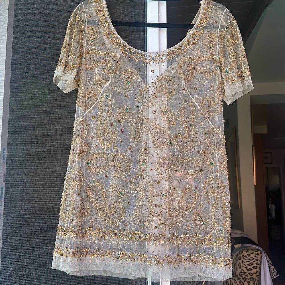 Vintage Hand made and beaded top/mini dress